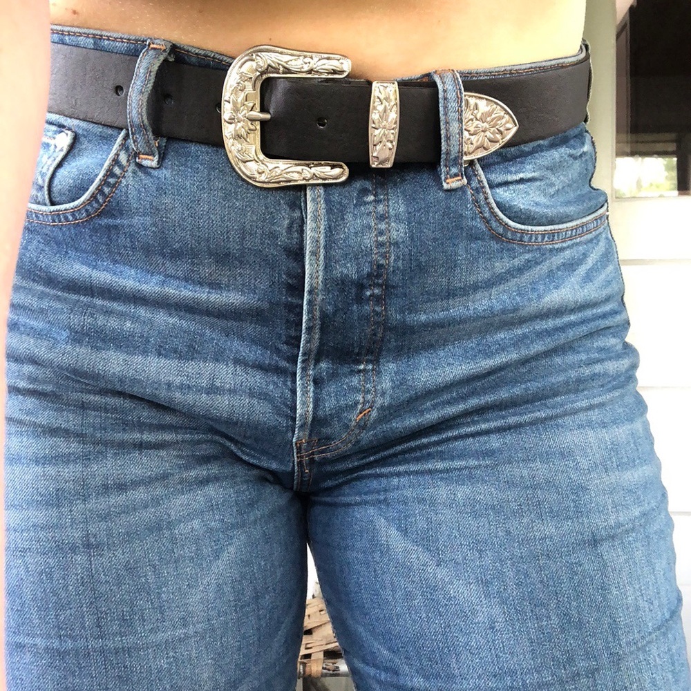 Black leather belt